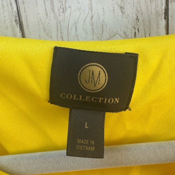 JM Collection Sunny Yellow Lace Blouse size Large - Picture 3 of 9